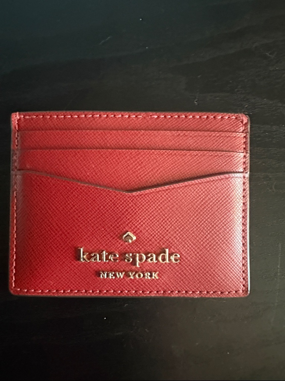 Kate Spade Staci Slim Card Holder, Red Saffiano Leather NWOT